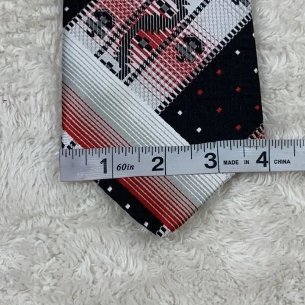 Vintage lot of‎ 2 Harleys Shorewood fly fishing necktie geometric red black tie